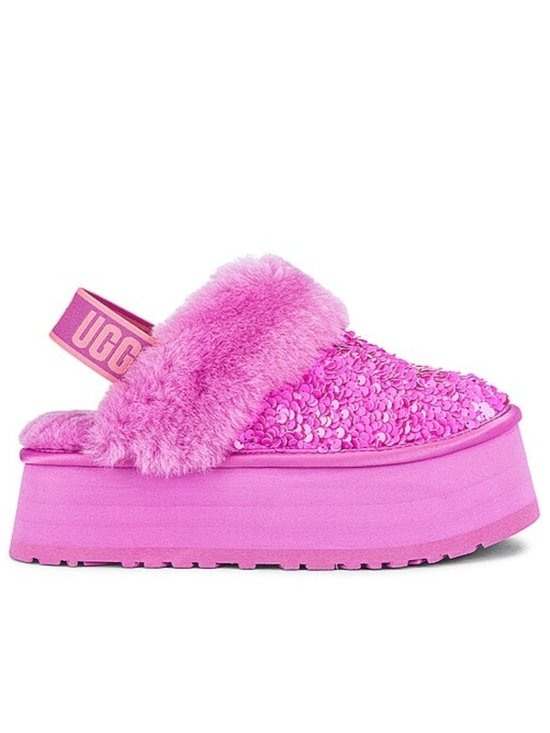 UGG Shoes - UGG Funkette Platform Sequins Fluffy Pink Lippers